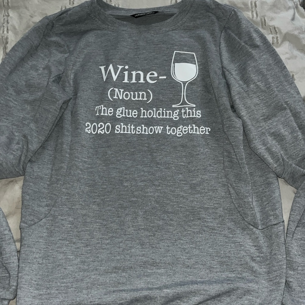 Funny wine crew neck size medium